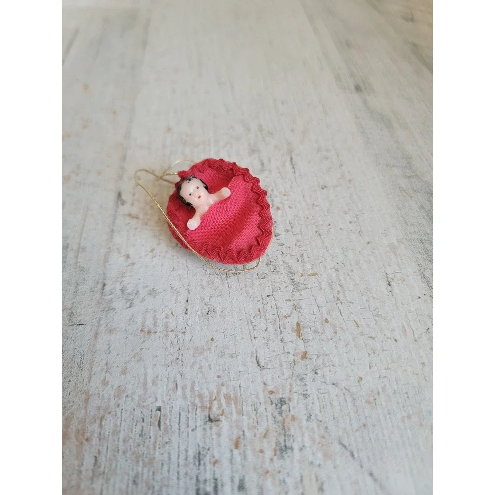 Vintage miniature Victorian baby Walnut unique ornament Xmas home